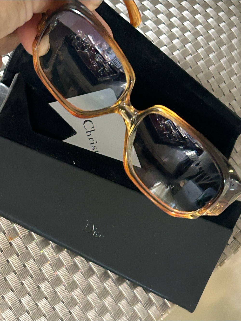 Glasses Cristian Dior Amber Tortoiseshell Sunglass Temple with Gold Detail - Picture 3 of 11